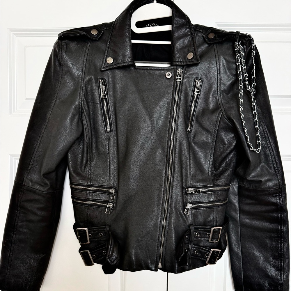 BALMAIN Runway Black Leather Biker Moto Chain Jacket 2009 Look #3 Y2K Goth Rock - Picture 5 of 16